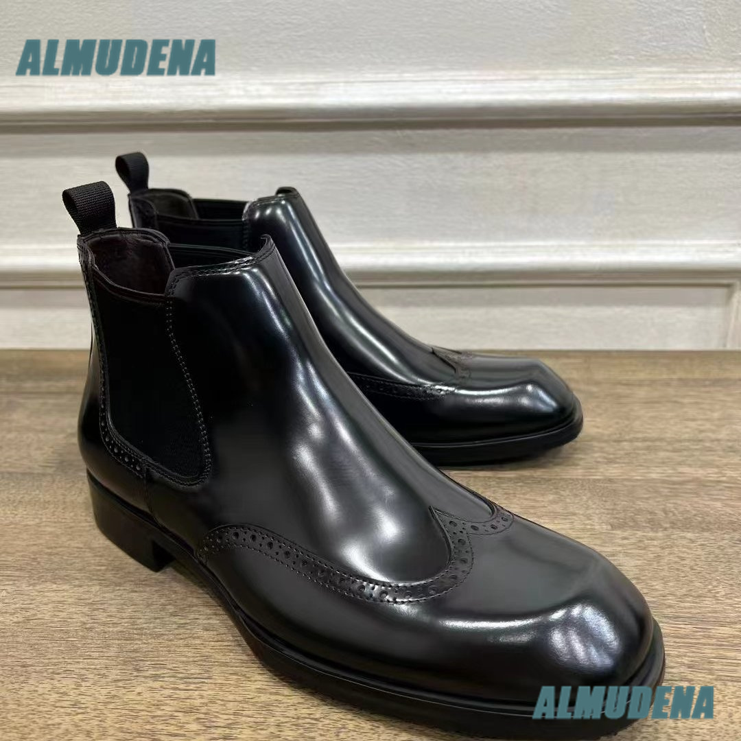 Men Brown Glossy Brogue Chelse - Men'S Formal Style recension och pris